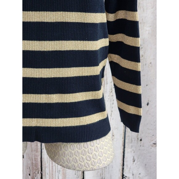 LSG Women's 1X Ralph Lauren Black & Gold Ribbed Turtleneck Sweater Pullover EUC - Picture 2 of 10